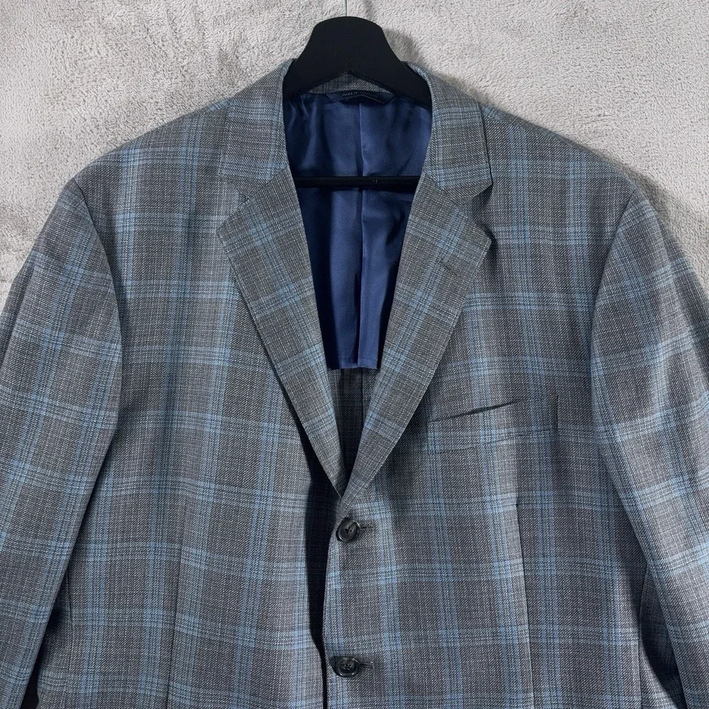Brooks Brothers Regent Fit Blazer Mens 44R Gray Reda Wool Geometric Coat